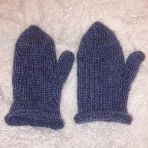 HAND KNIT BLUEISH PURPLE WINTER MITTENS ADULT WOMEN TEENS